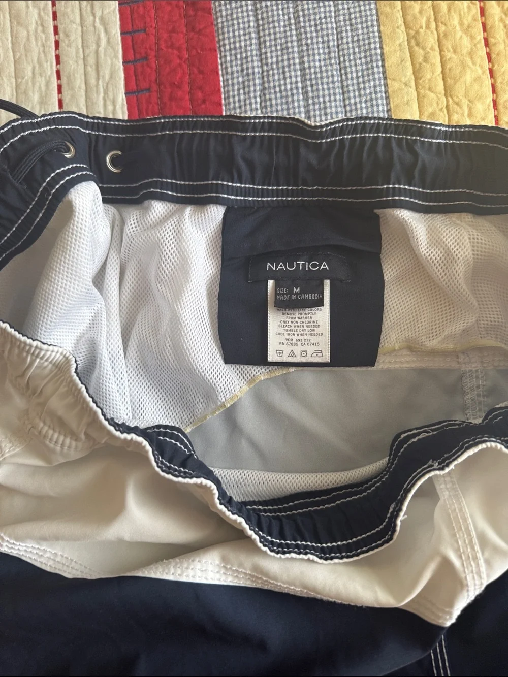 Nautica Red, White & Blue Swim Shorts Mens Size M July 4th